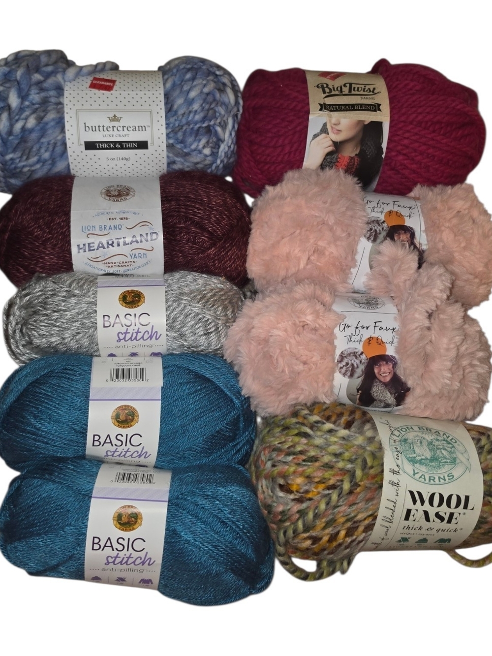 Mixed Yarn Lot 9 Skeins Lion Brand Wool Ease Basic Stitch Heartland + More